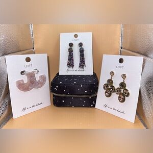 LOFT 🎉 Pierced Earrings (3sets) with LOFT Jewelry Box, All NWT